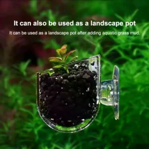 Transparent Acrylic Aquatic Plant Cup Aquarium Fish Tank Plant Pot With Suction Feeding Container Stand Aquarium Accessories