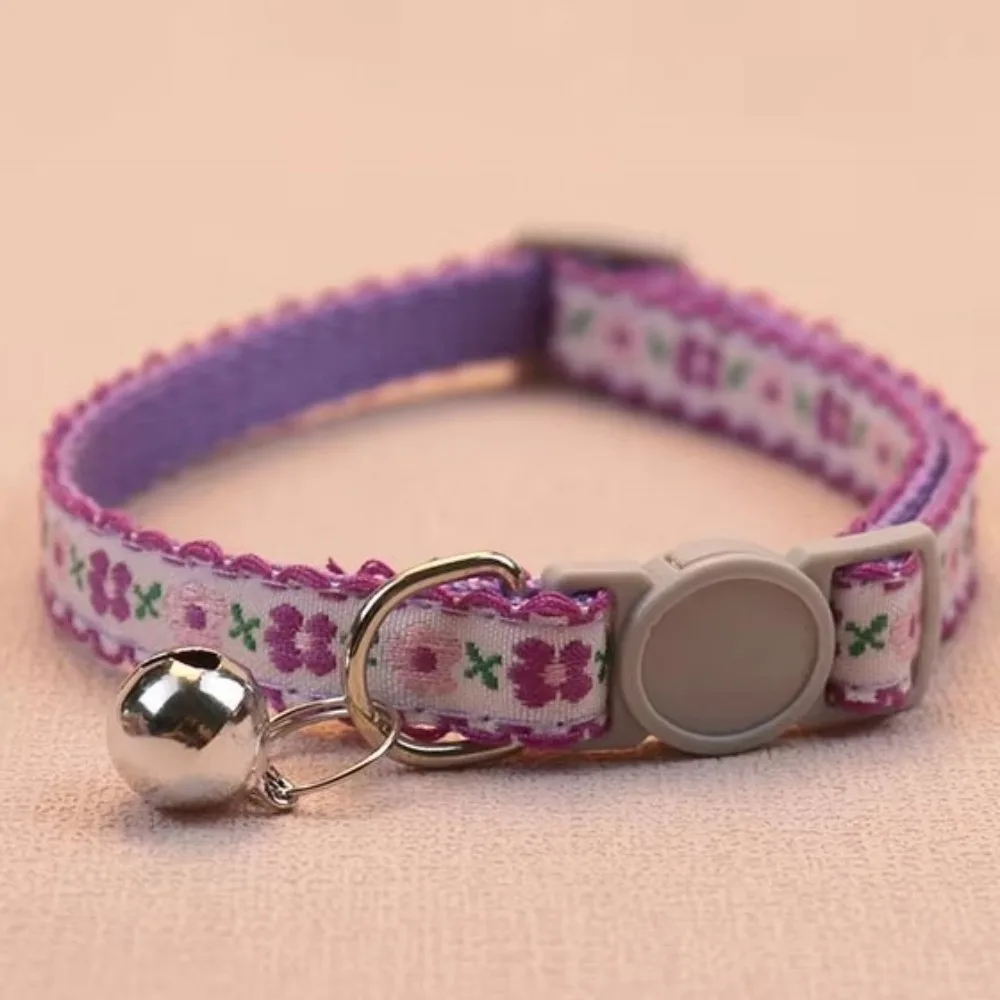 Fashion Floral Embroidered Cat Collars Adjustable Durable Pet Collars Cute Lace Collar With Bell Cat Supplies - Image 13