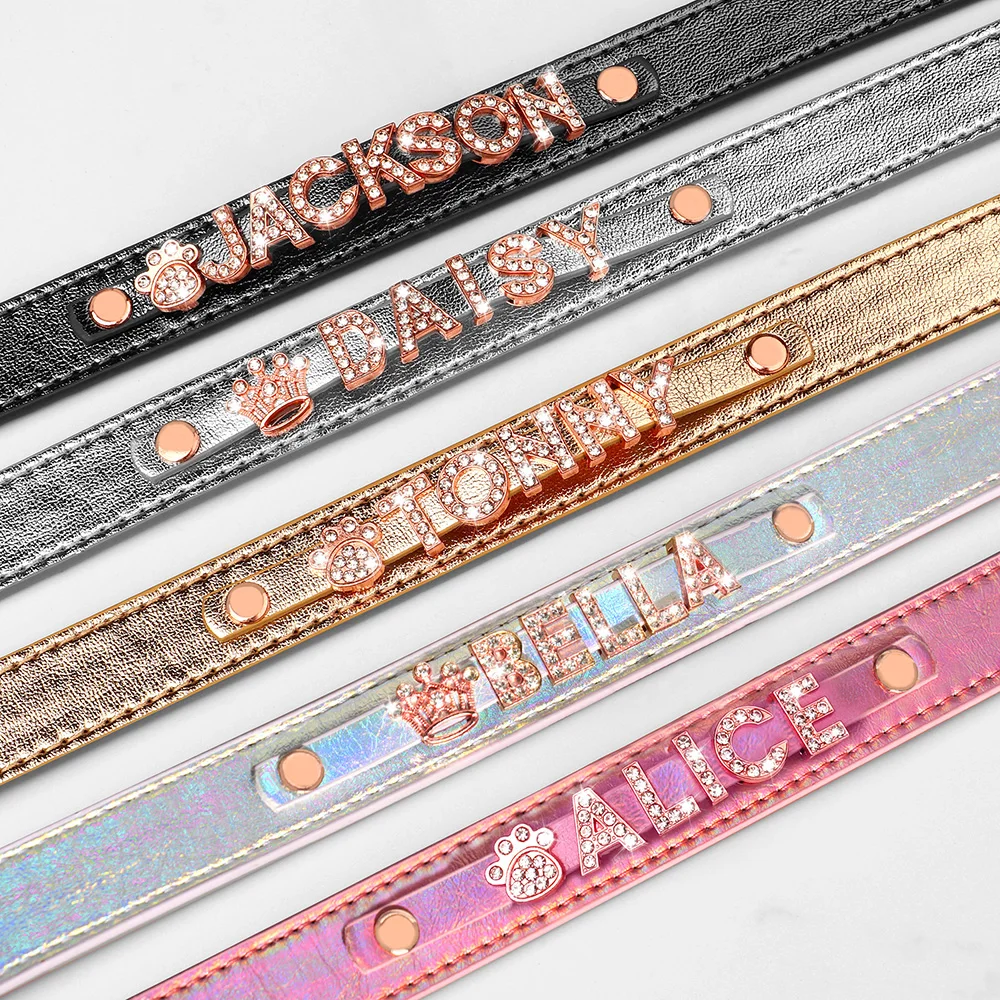 Personalized Dog Collar DIY Puppy Cat Name Collars Pet Necklace With Bling Letters Charms Free Custom For Small Medium Dogs Pug - Image 4