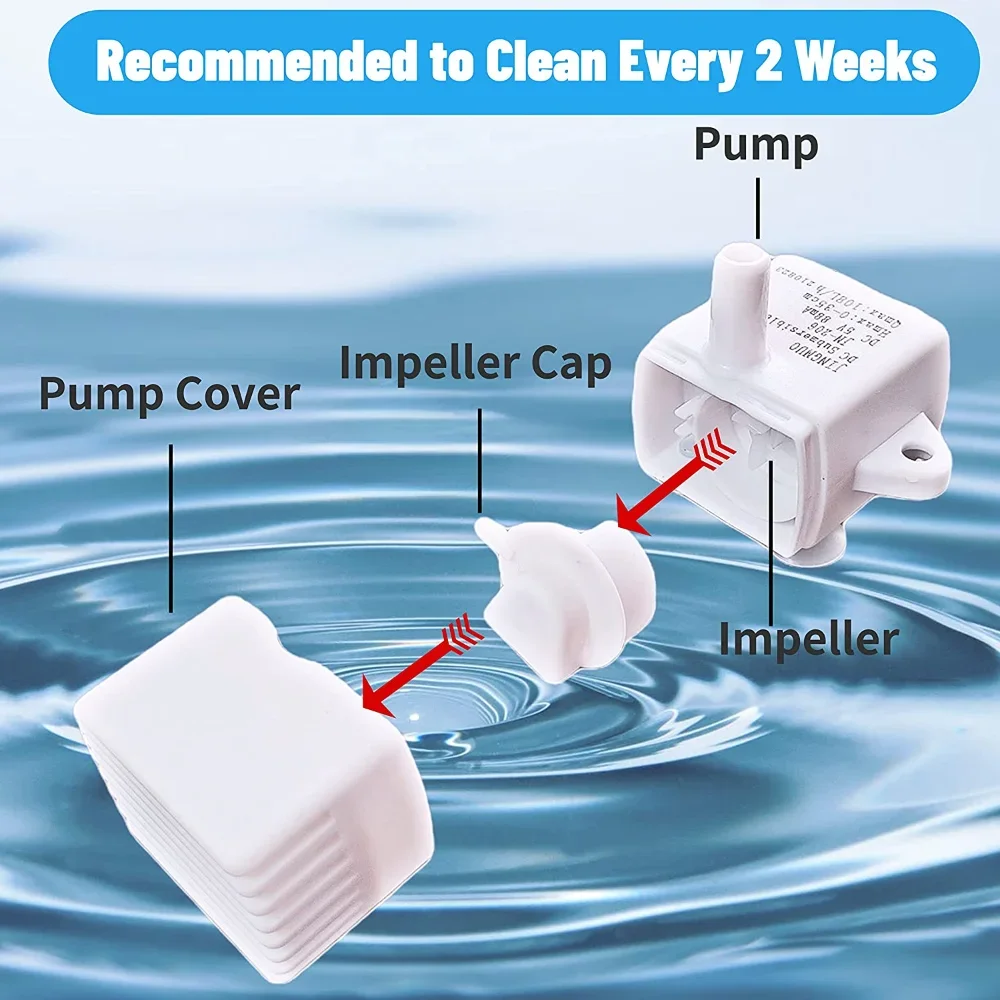Water Pump LED Light 5V USB Pet Cat Water Fountain Motor Accessories Replacement for Cat Drinking Bowl Dog Water Dispenser - Image 3