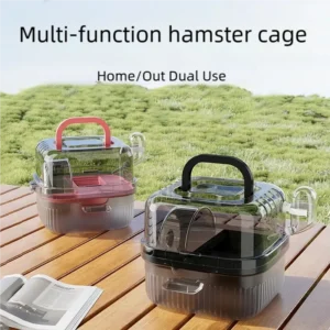 Hamster travel Cage lightweight chinchilla carrier bag with handle,breathable hamster habitat with water bottle,large capacity