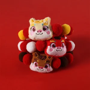 2026 Year of the Horse Pet Collar Plush Ball Cat Dog Necklace with Cute Horse Charm Christmas & Chinese New Year Decoration
