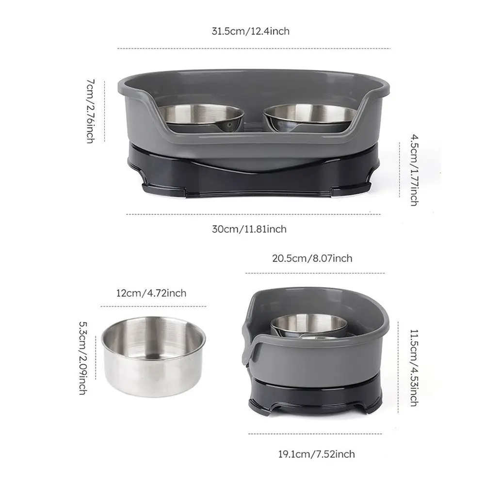 with Baffle Stainless Steel Dog Bowl Non-slip Removable Feeding Basin Water Bowl Eating and Drinking Water Detachable - Image 6
