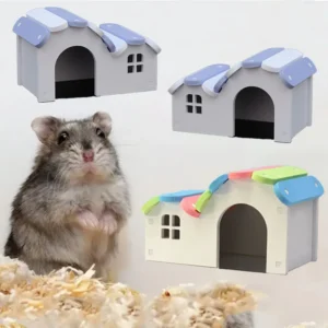 Round Hamster House DIY Wooden Gerbil Hideout Rainbow Bridge Suitable for Small Animal Habitat Hamster Hideout Assembled Hamster