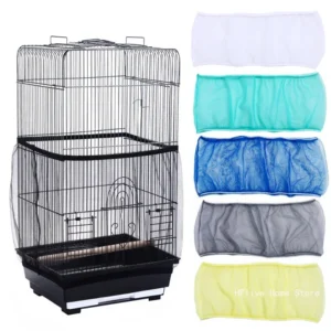 Mesh Bird Cage Cover Shell Skirt Net Easy Cleaning Catcher Guard Bird Cage Stretchy Mesh Parrot Bird Cage Net Jaula Para Pajaros