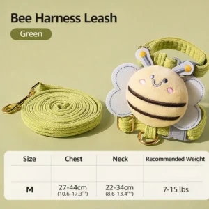 Pet Supplies Cartoon Bee Cat Harness Portable Adjustable Pet Collar Breast Back Harness Leash Set Pet Walking