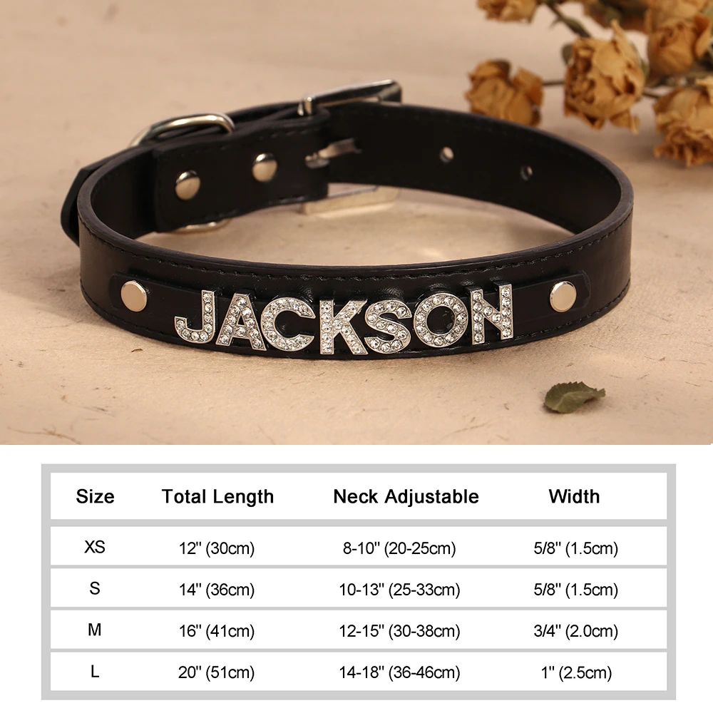 Personalized Puppy Dog Collar Bling Rhinestone Dogs Name Collars Chihuahua Pug Cat Collars Name Letter Charm Pet Accessories - Image 17