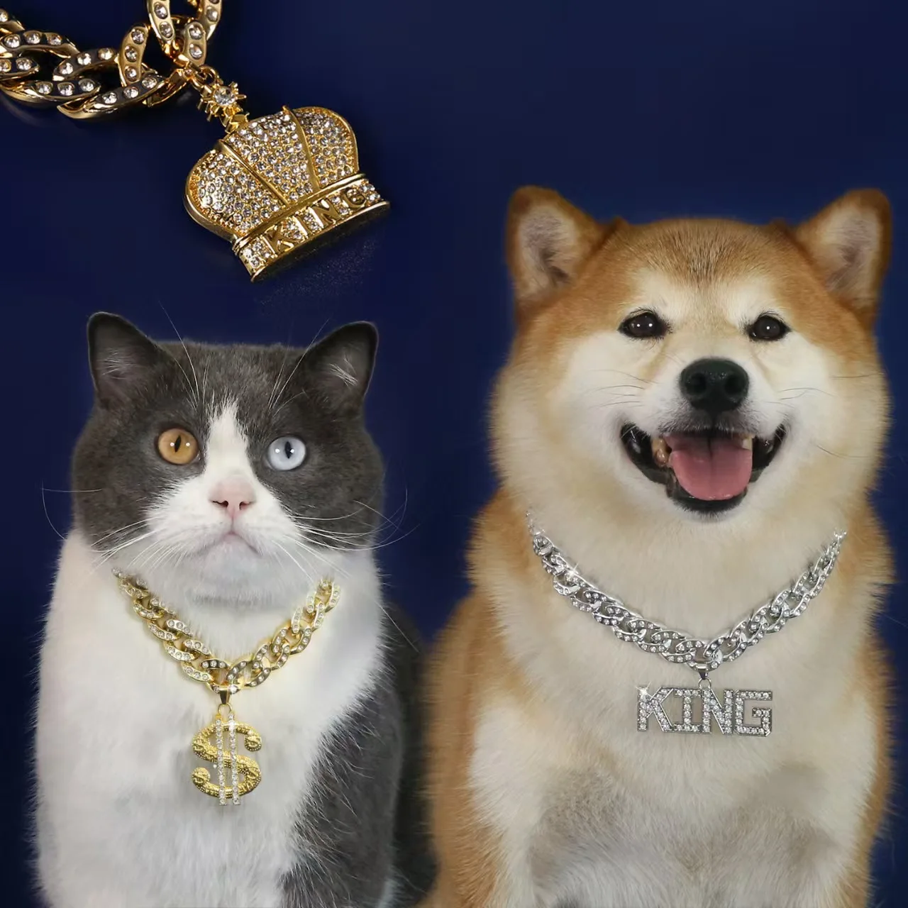 Luxury Fancy Zircon Pendant Dog Accessories for Cat Neck Wear Plastic Pet Necklace Adjustable Cosplay Small Medium Puppy Collar - Image 2