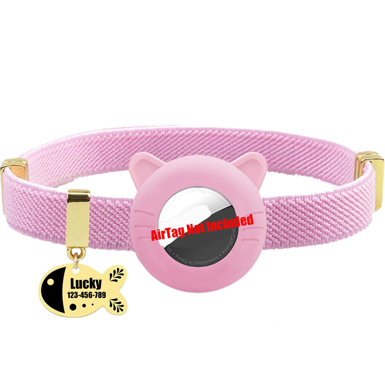 Customized Cat Collar Pet ID Name Tag For AirTag Holder Cute Cat Necklace Tracker Elastic Kitten Dog Collars Not Included GPS - Image 10