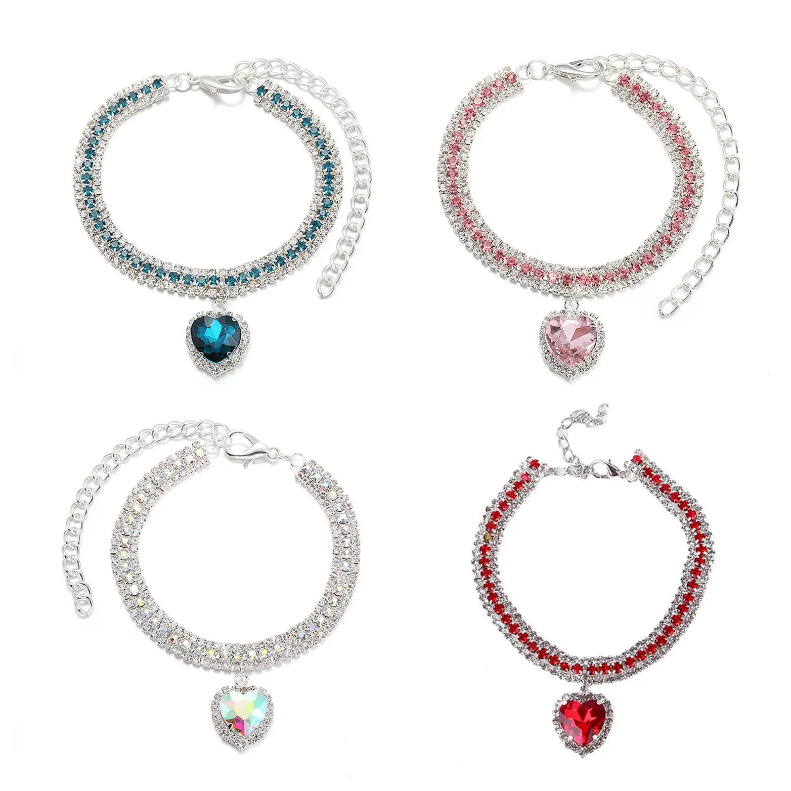 Luxury Diamond Pet Collar Cat Crystal Necklace Cute Love Pendant Dog Cat Puppies Bling Adjustable Rhinestone Pet Accessories - Image 4