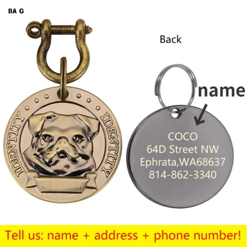Customizable Engraved Pets ID Tag for Dog Cat Bronze Nameplate Tags Personalized Anti-lost Address Number Dogs Collar ID Pendant - Image 15