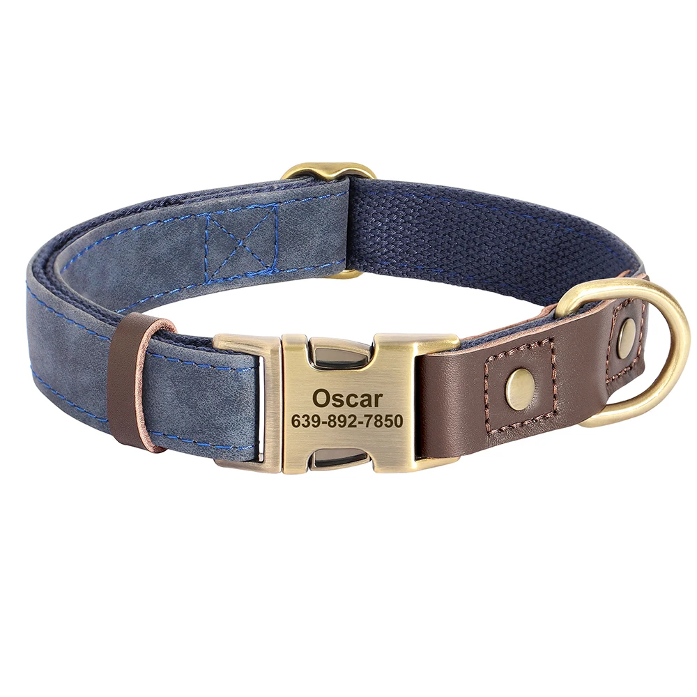 Customized Dog Collar Durable PU Leather Dog Collars Engraved Pet ID Necklace With Metal Buckle for Small Medium Large Dogs Pug - Image 14