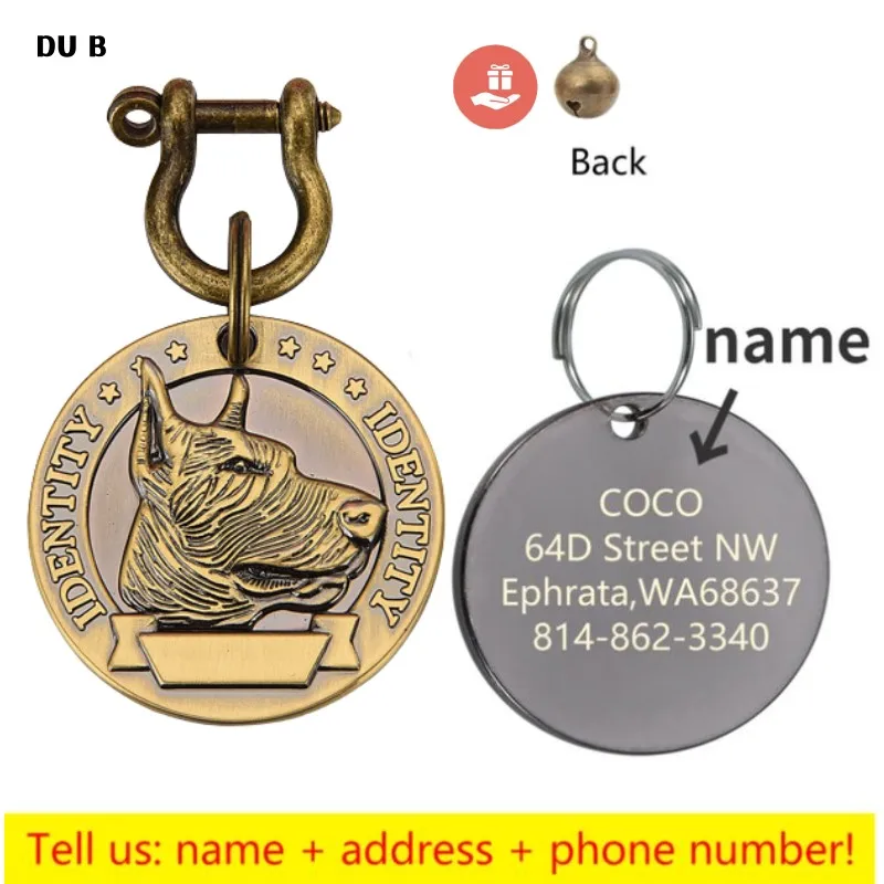 Customizable Engraved Pets ID Tag for Dog Cat Bronze Nameplate Tags Personalized Anti-lost Address Number Dogs Collar ID Pendant - Image 18