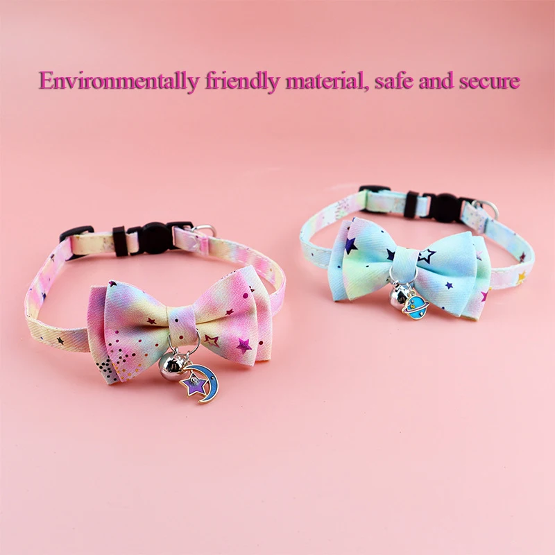 Star Cat Collar with Bell Breakaway Bowknot Small Pet Dog Collars Necklace Quick Release Collier Chain for Puppy Goats - Image 4