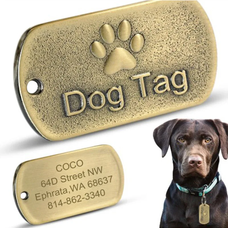 Customizable Engraved Pets ID Tag for Dog Cat Bronze Nameplate Tags Personalized Anti-lost Address Number Dogs Collar ID Pendant - Image 2