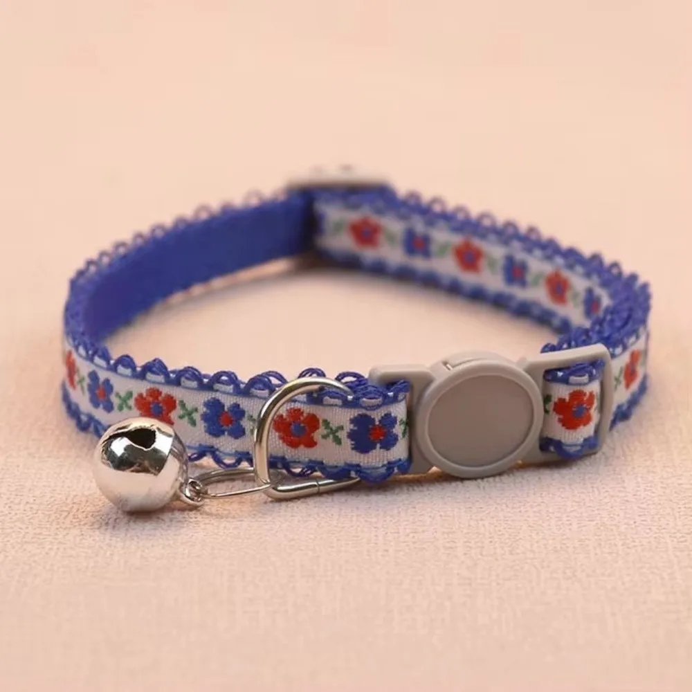 Fashion Floral Embroidered Cat Collars Adjustable Durable Pet Collars Cute Lace Collar With Bell Cat Supplies - Image 12