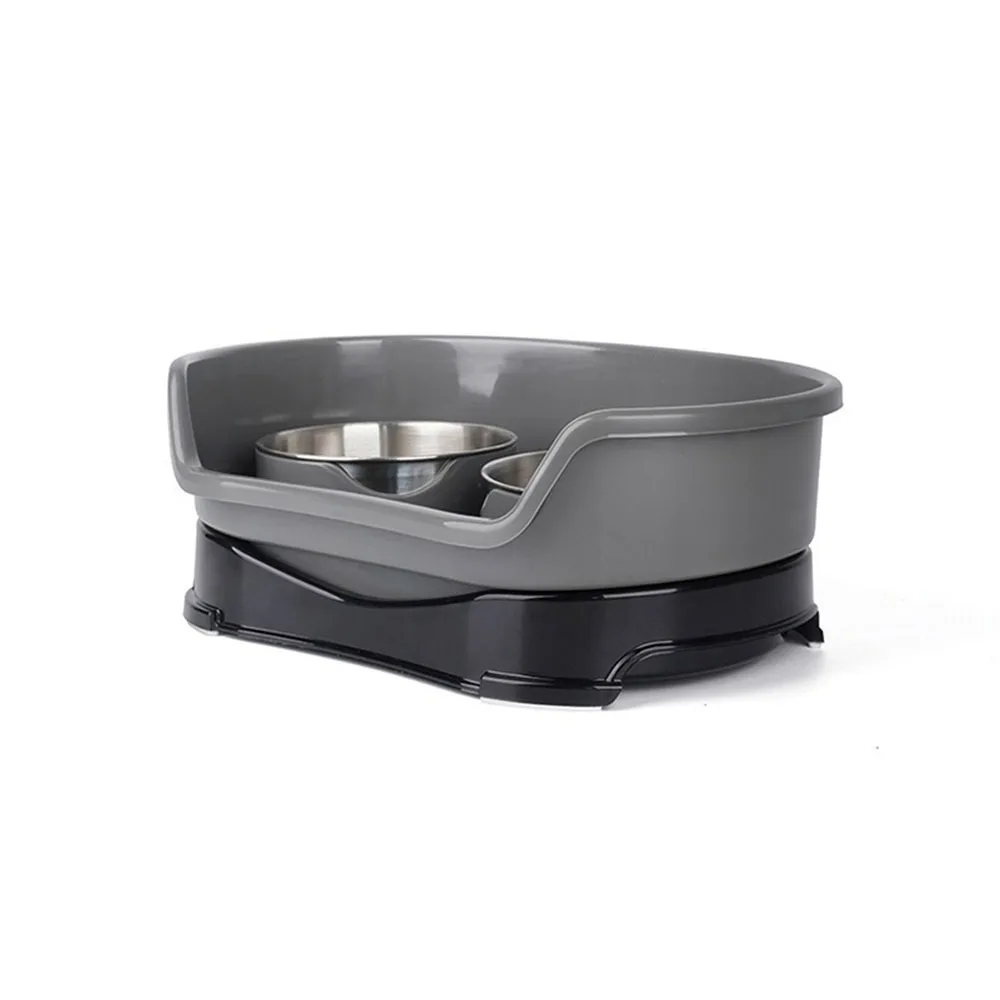 with Baffle Stainless Steel Dog Bowl Non-slip Removable Feeding Basin Water Bowl Eating and Drinking Water Detachable - Image 7