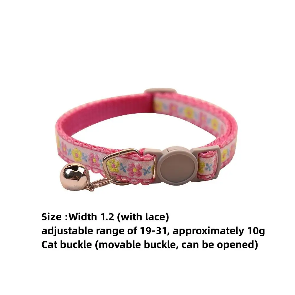 Fashion Floral Embroidered Cat Collars Adjustable Durable Pet Collars Cute Lace Collar With Bell Cat Supplies - Image 6