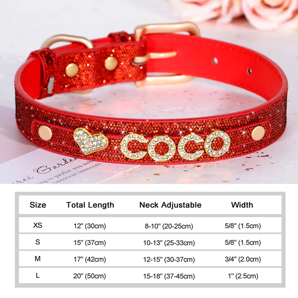 Personalized Puppy Dog Collar Bling Rhinestone Dogs Name Collars Chihuahua Pug Cat Collars Name Letter Charm Pet Accessories - Image 12