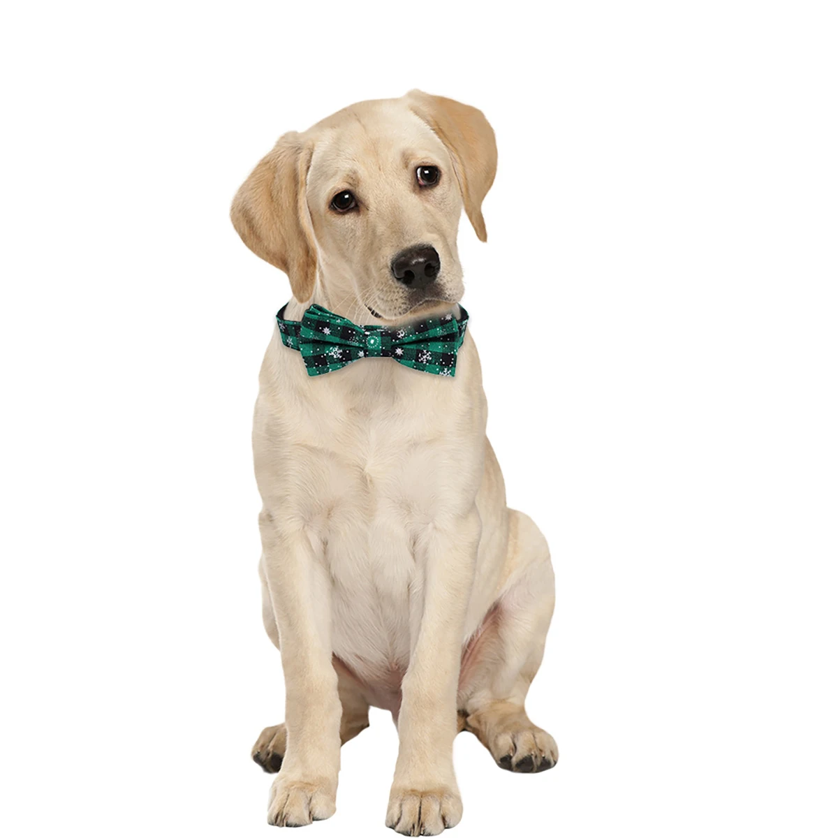 Dog Collar with Bow tie,Christmas Plaid Snowflake Dog Collar with Adjustable Buckle Suitable for Small Large Dogs Cats Pets - Image 4