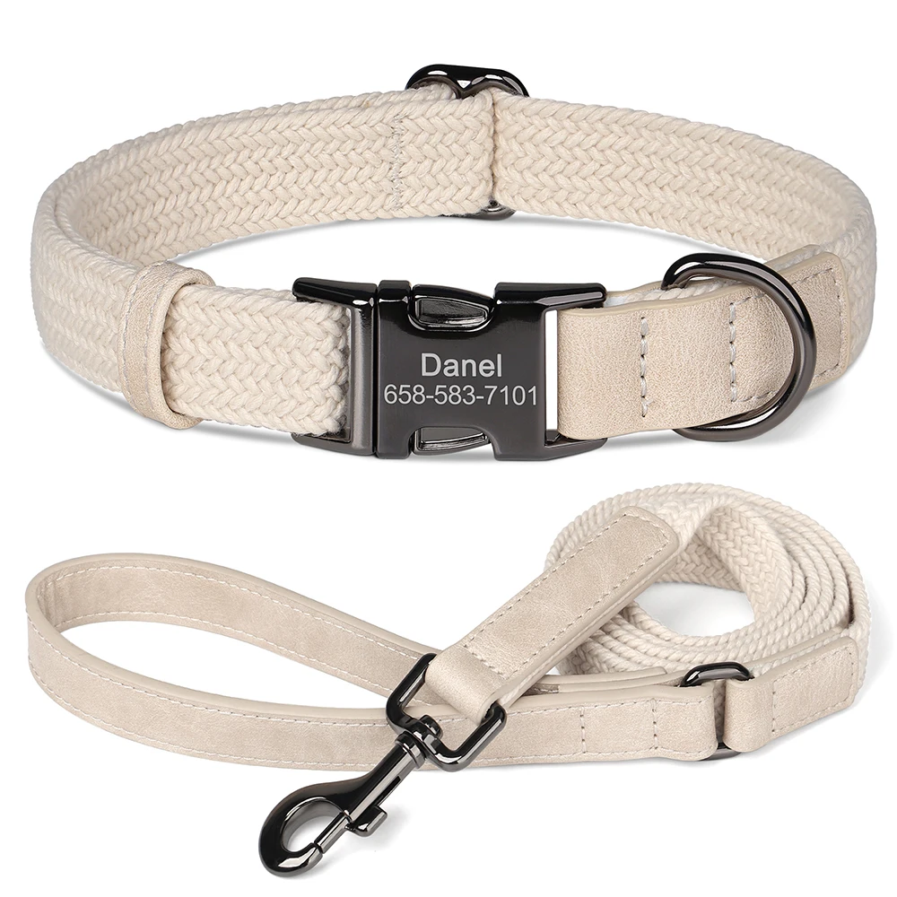 Retro Dog Collar Leash Set Custom Nylon Dog Collars With Walking Lead Rope Adjustable Pet Necklace for Small Large Dogs Durable - Image 8