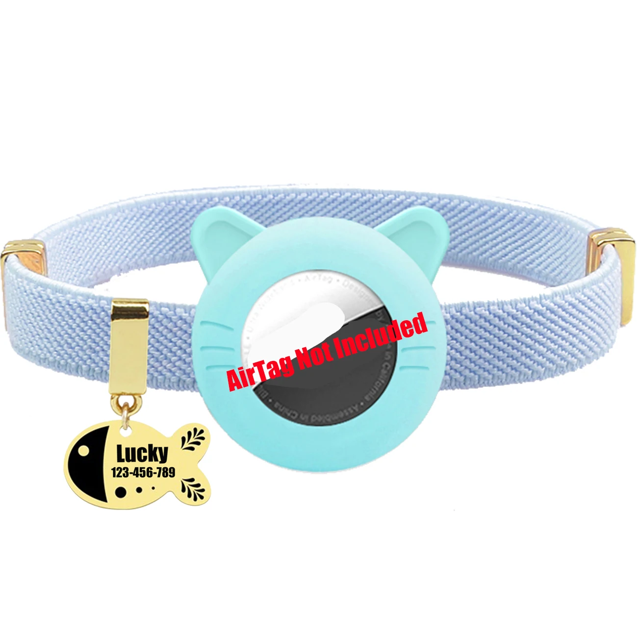 Customized Cat Collar Pet ID Name Tag For AirTag Holder Cute Cat Necklace Tracker Elastic Kitten Dog Collars Not Included GPS - Image 9