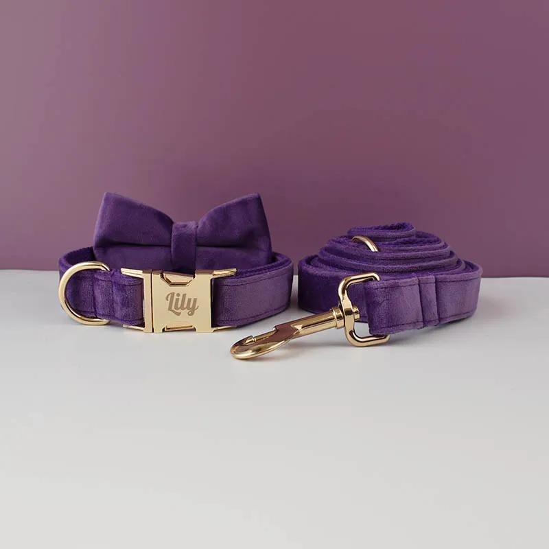 Velvet Collar Free Engrave Dog Collar Leash For Medium Big Pet Necklace Dog Accessories Dog Collars - Image 28