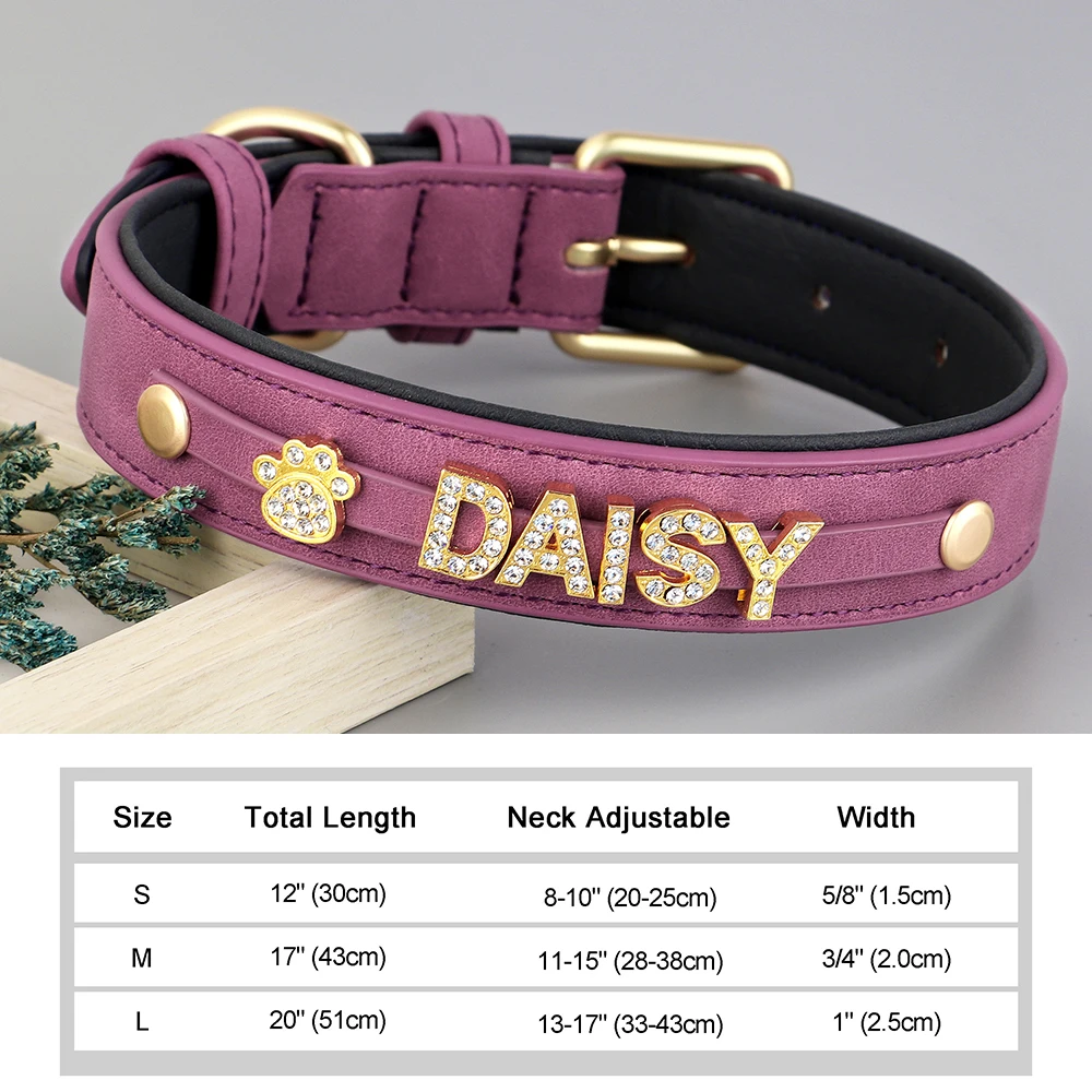 Personalized Puppy Dog Collar Bling Rhinestone Dogs Name Collars Chihuahua Pug Cat Collars Name Letter Charm Pet Accessories - Image 22
