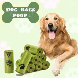 Dog Poop Bags Non-Stick Dog Waste Bags for Dogs Cats Outdoor Home Clean Refill Garbage Bag Pet Supplies 15 Bags/Roll