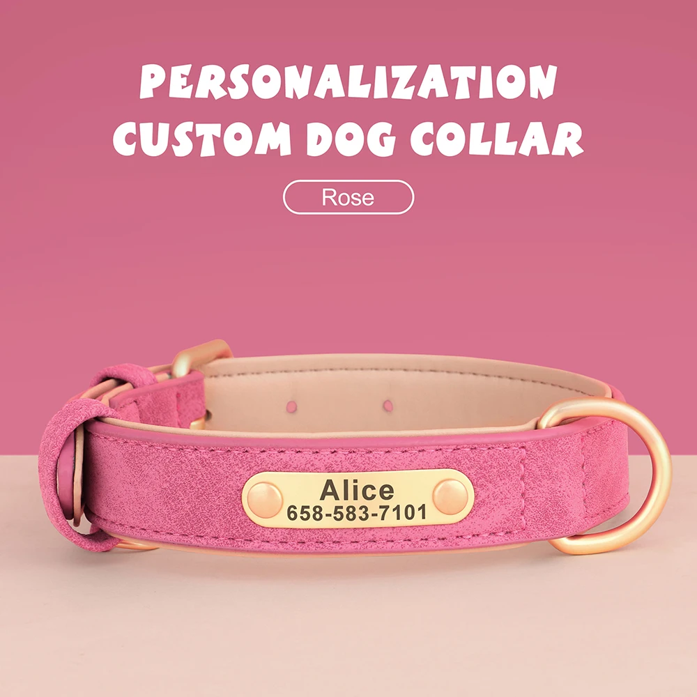 Customized Dog Collar PU Leather Dogs Collars Personalized Pet ID Name Necklace Free Engraving for Small Medium Large Dogs Pug - Image 10