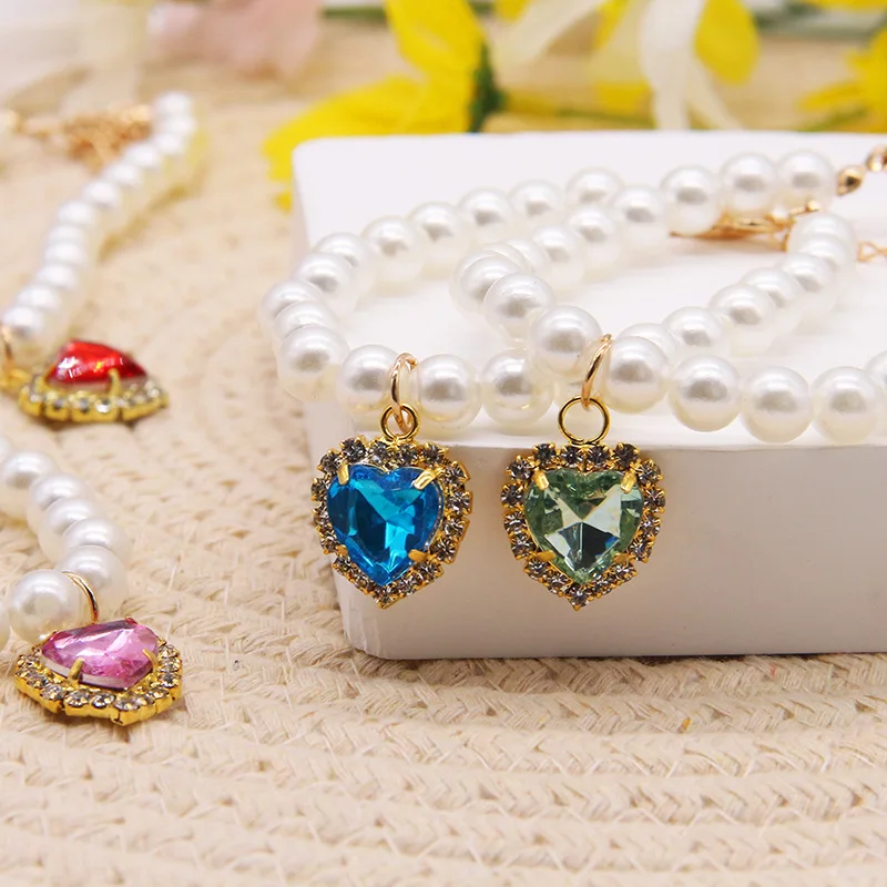 New Cute Exquisite Adjustable Cat Collar High Simulation Pearls Summer Pet Necklace Fashion Neck Decoration Supplies For Kitten - Image 3