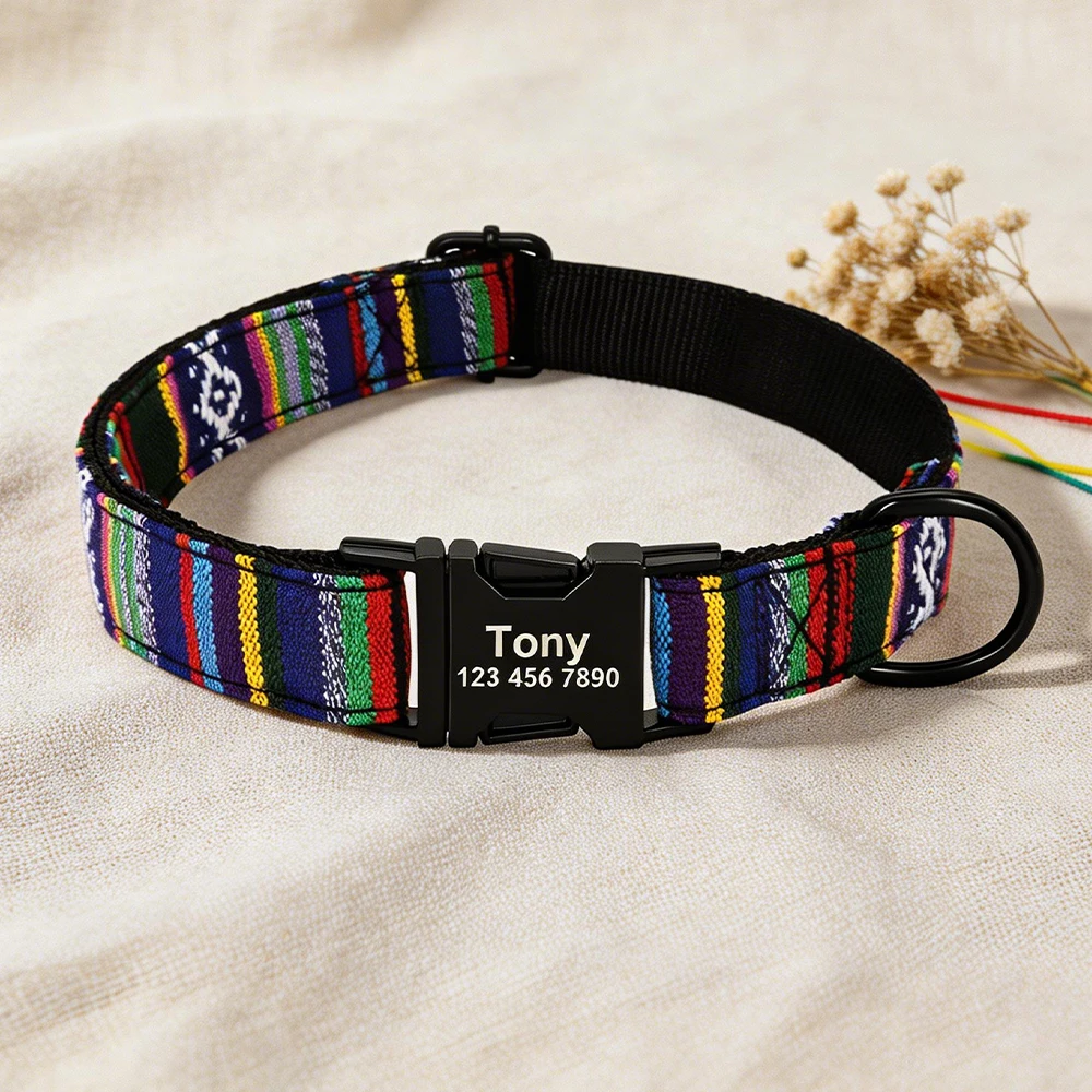 Custom Dog Collar Nylon Dog Collars Free Engraved Pet Puppy Dog Name ID Buckle Necklace Adjustable for Small Medium Large Dogs - Image 4