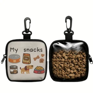 1pc Dog Print Dog Treat Bag with Hook and Zipper - Pet Training Set, Puppy Pet Training Walking Bag, Dog Training Accessories