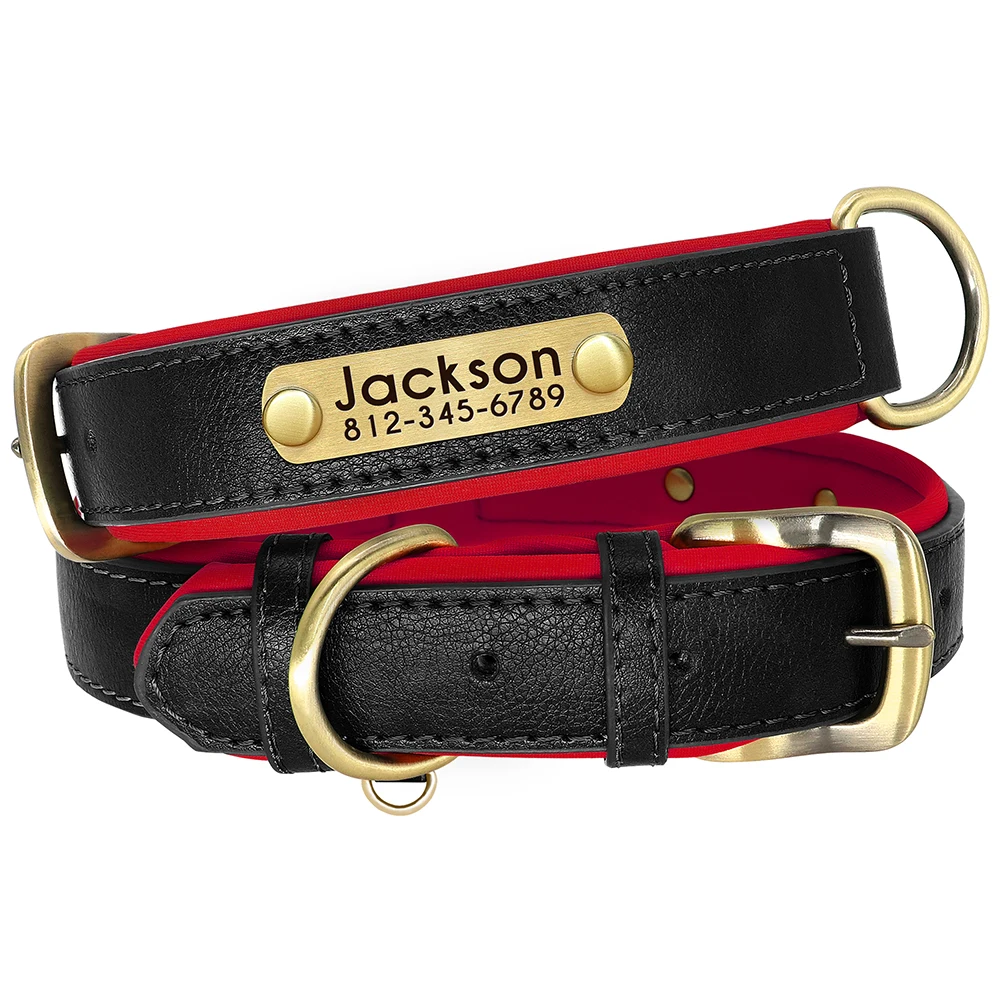Personalized PU Leather Padded Dog Collar Customized ID Nameplate Pet Collar For Small Medium Dogs Durable Necklaces Accessories - Image 7