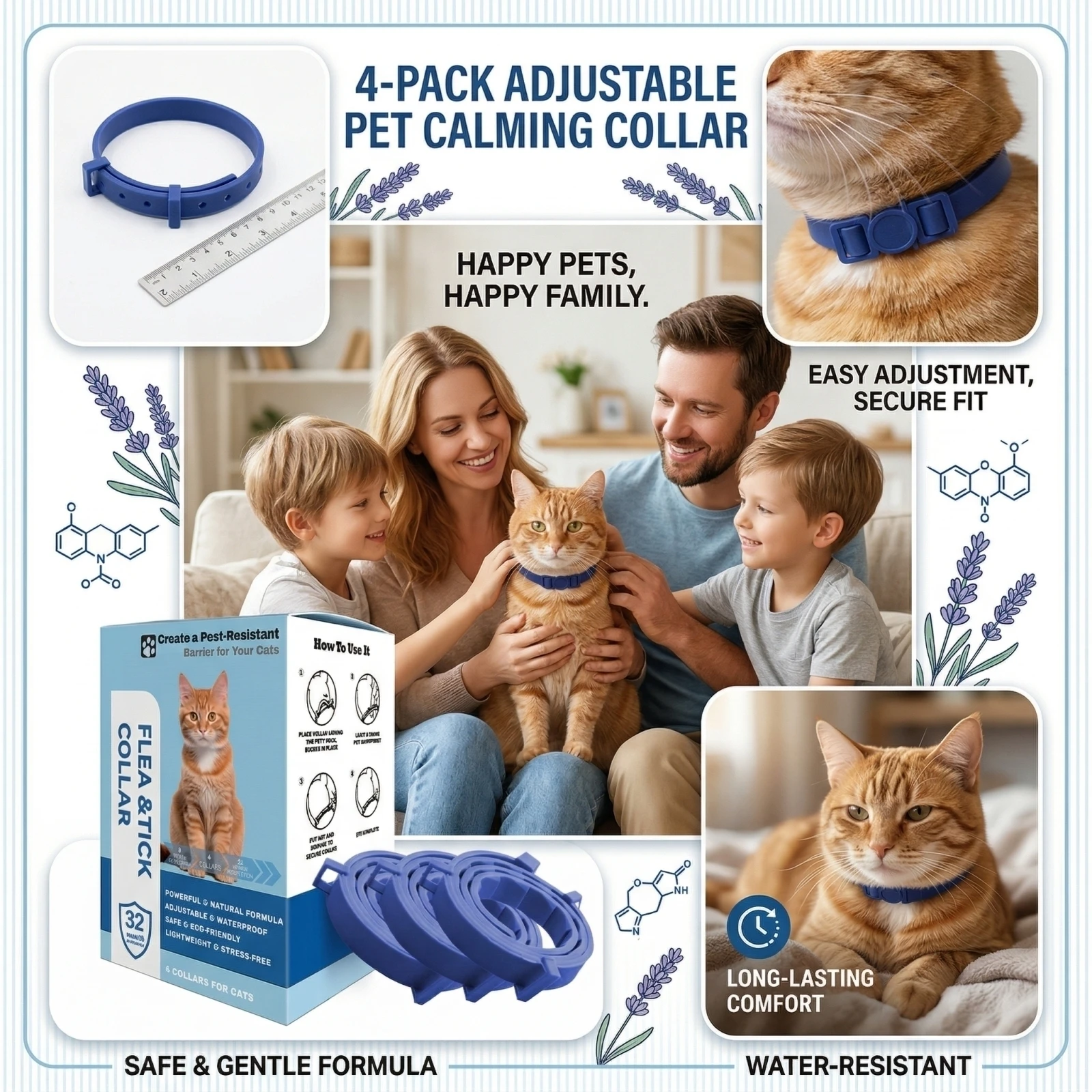 4-Pack Adjustable Pet Soothing And Soothing Collar For Cat - Image 11