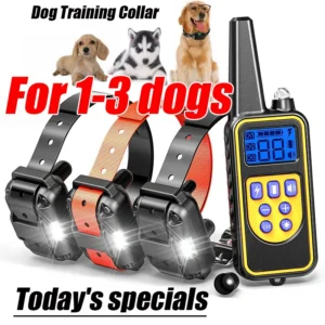 Electric Dog Training Collar 1000m Adjustable Pet Collar Remote Control Dog Device Anti Barking Device for 1/2/3 Dogs Trainer