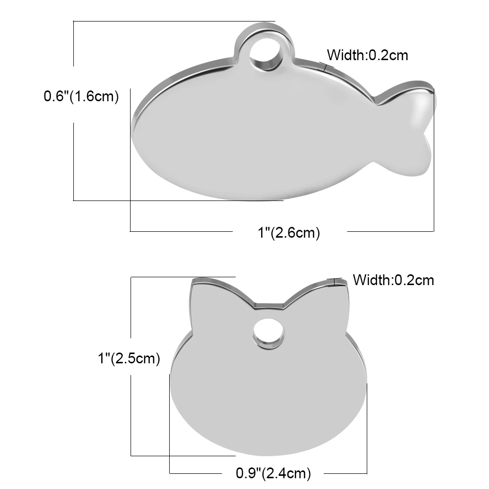 Personalized Cat Id Tag Custom Cats Kitten ID Tags Engraved Cat Collar Pendant Necklace Pet Accessories Cat Face Fish Shape - Image 6