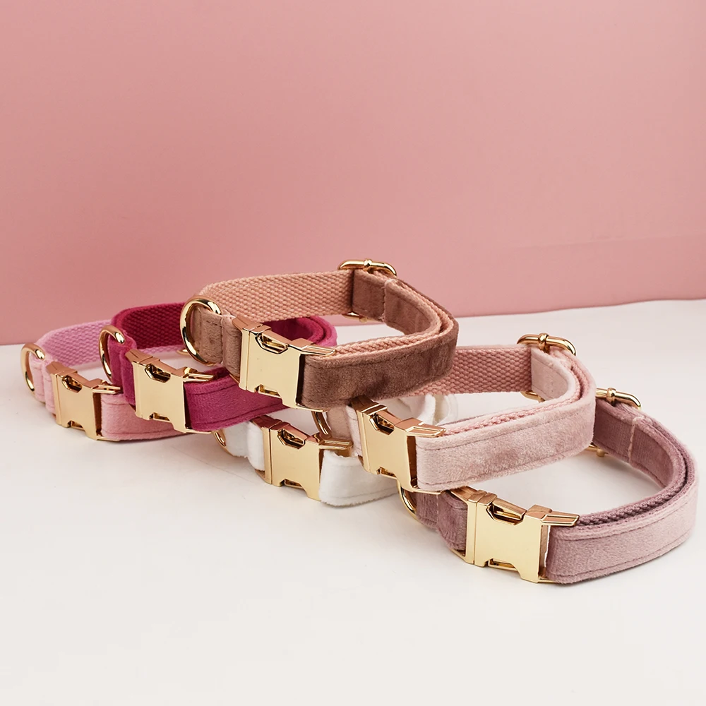 Velvet Collar Free Engrave Dog Collar Leash For Medium Big Pet Necklace Dog Accessories Dog Collars - Image 3