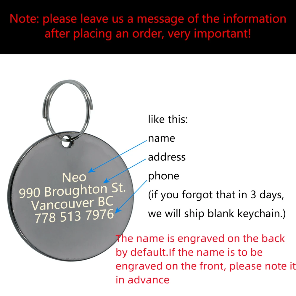 Customizable Engraved Pets ID Tag for Dog Cat Bronze Nameplate Tags Personalized Anti-lost Address Number Dogs Collar ID Pendant - Image 5