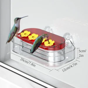 Hummingbird Feeder with 4 Feeding Ports Strong Suction Cups Window Hanging Garden Bird Water Drinker Bottle