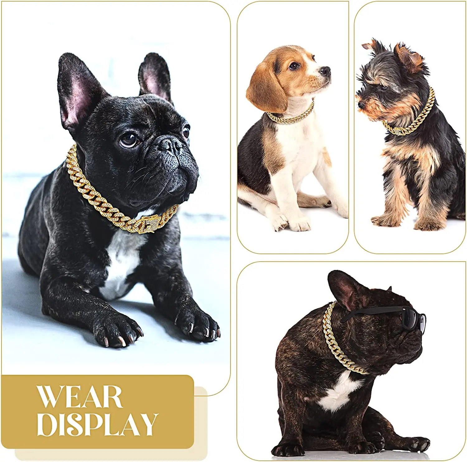 Luxury Cuban Link Cat Necklace Jewelry Rhinestone Collar Cat Gold Chain Kitten Wedding Prom Costume Accessories for Cats Puppy - Image 6