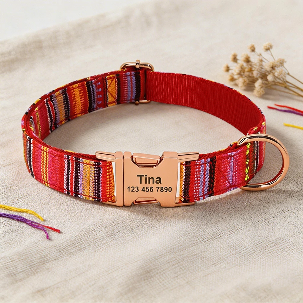 Custom Dog Collar Nylon Dog Collars Free Engraved Pet Puppy Dog Name ID Buckle Necklace Adjustable for Small Medium Large Dogs - Image 8