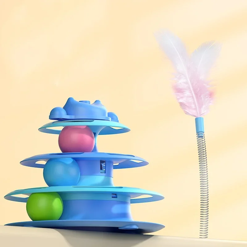 Funny Cat Pet Toy Cat Toys Intelligence Triple Play Disc Cat Toy Balls Ball Toys Pets Pink Blue Green Orange Pet Products - Image 2