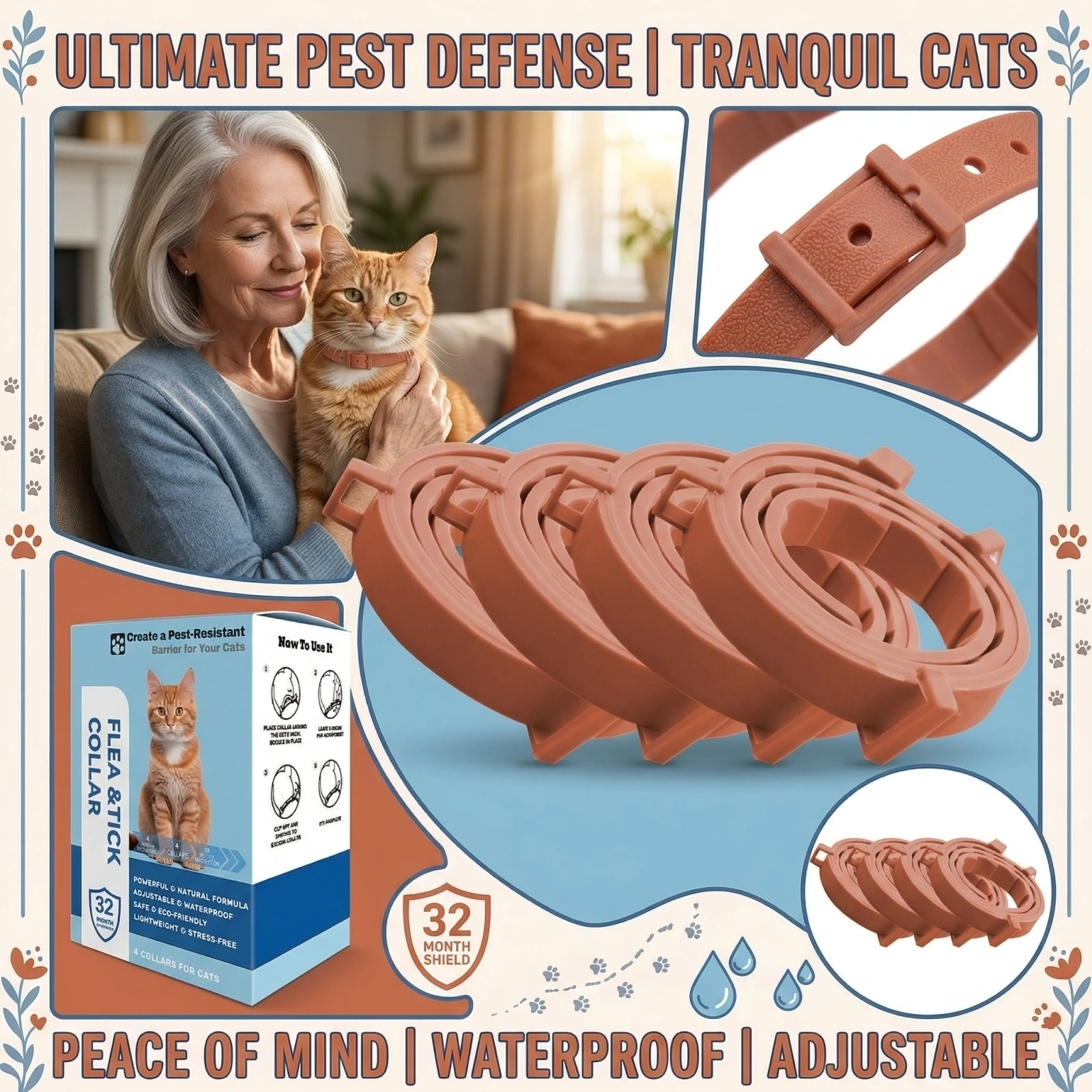 4-Pack Adjustable Pet Soothing And Soothing Collar For Cat - Image 9