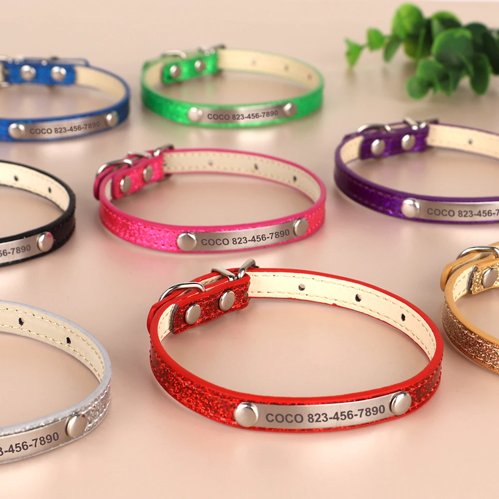 Anti-lost Cat ID Collar Personalized Puppy Cat Collars Necklace Free Engraved ID Name Tag For Kitten Cats Small Dogs Bling - Image 2