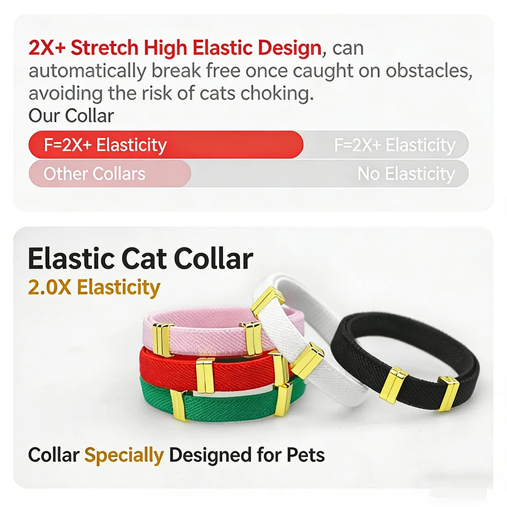Customized Cat Collar Pet ID Name Tag For AirTag Holder Cute Cat Necklace Tracker Elastic Kitten Dog Collars Not Included GPS - Image 4