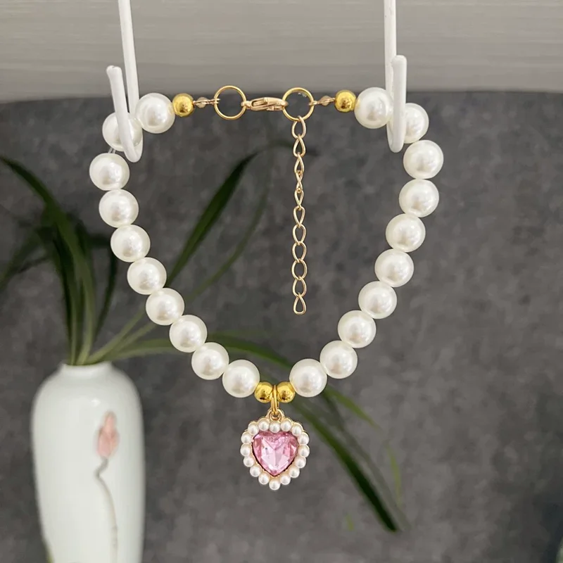 New Cute Exquisite Adjustable Cat Collar High Simulation Pearls Summer Pet Necklace Fashion Neck Decoration Supplies For Kitten - Image 4