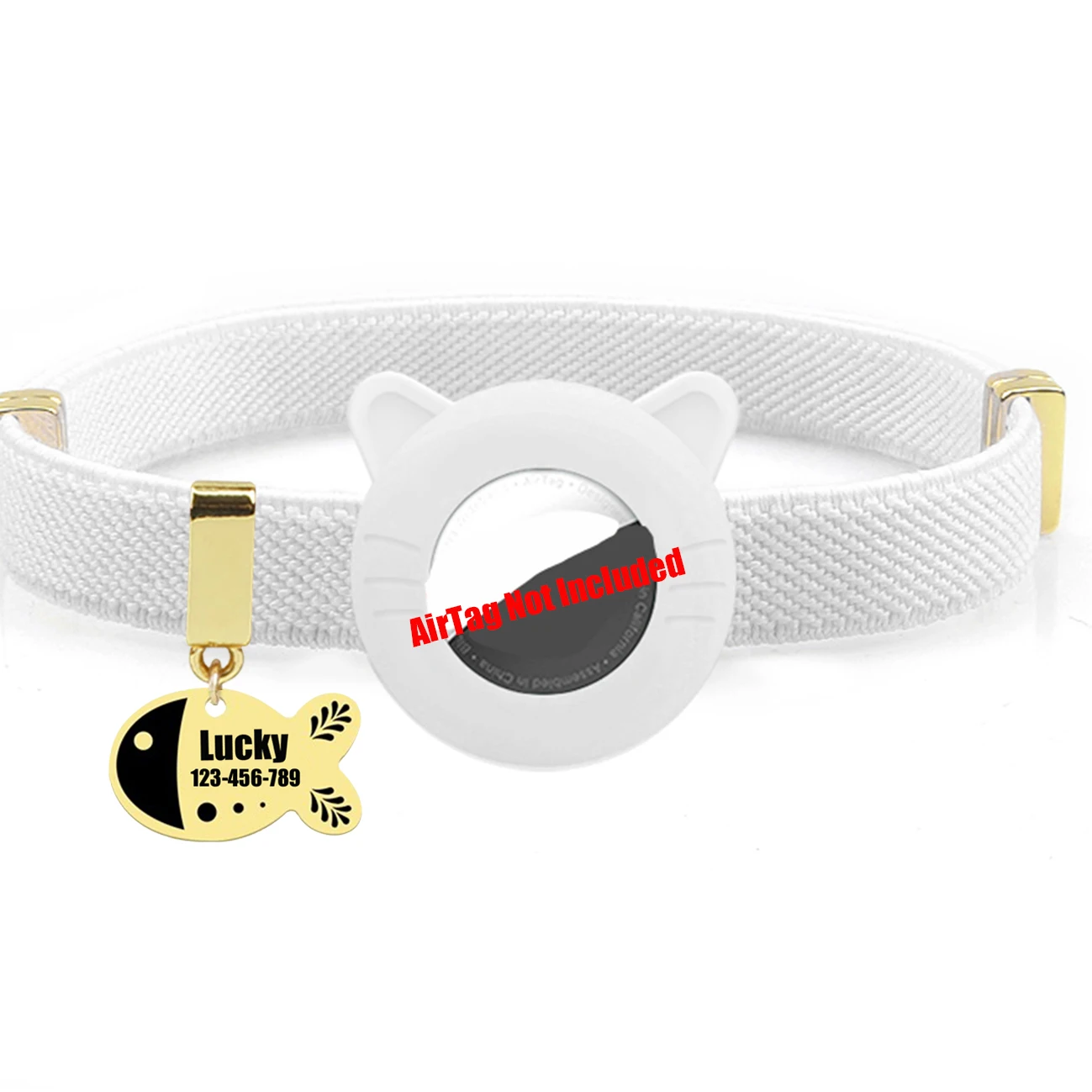 Customized Cat Collar Pet ID Name Tag For AirTag Holder Cute Cat Necklace Tracker Elastic Kitten Dog Collars Not Included GPS - Image 15