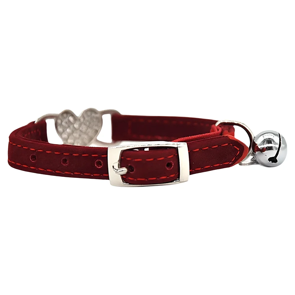 Pet Cat Collar with Bell, Fashion Small Dog Adjustable Collar, Heart Shape Easy Wear Cat Collar, 1PC - Image 4