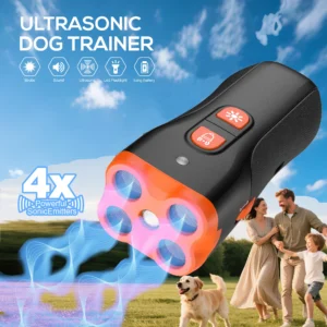 Dog Bark Deterrent Device, 4X Ultrasonic Anti Barking, Training Modes 50FT Range Barks No More Indoors Outdoors Behavior Corre